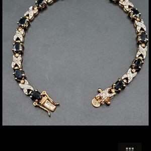 Elegant Gold Over Sterling Silver and Black Onyx Bracelet